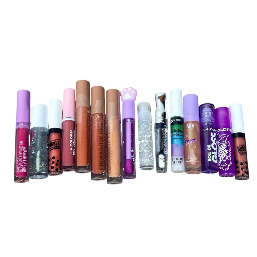 Clear Makeup Bag with Assorted Lip Glosses - Picture 2 of 3